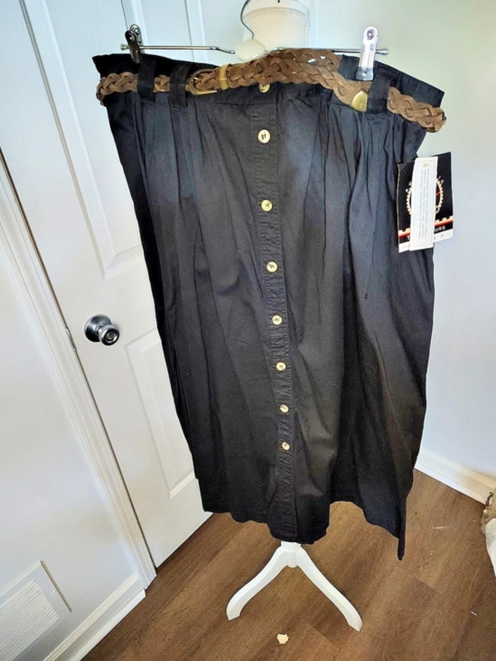 Vintage Truly Yours skirt Blackw Button FrontSize 3X NWT